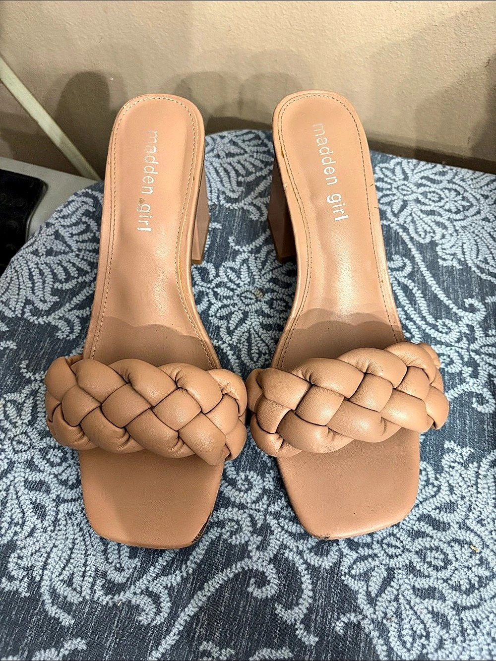 garden girl Braided Block Heel Mules in Brown